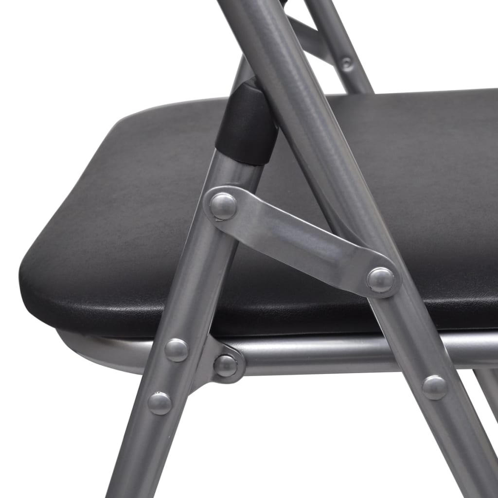foldbare spisebordsstole 6 stk. kunstlæder og stål sort