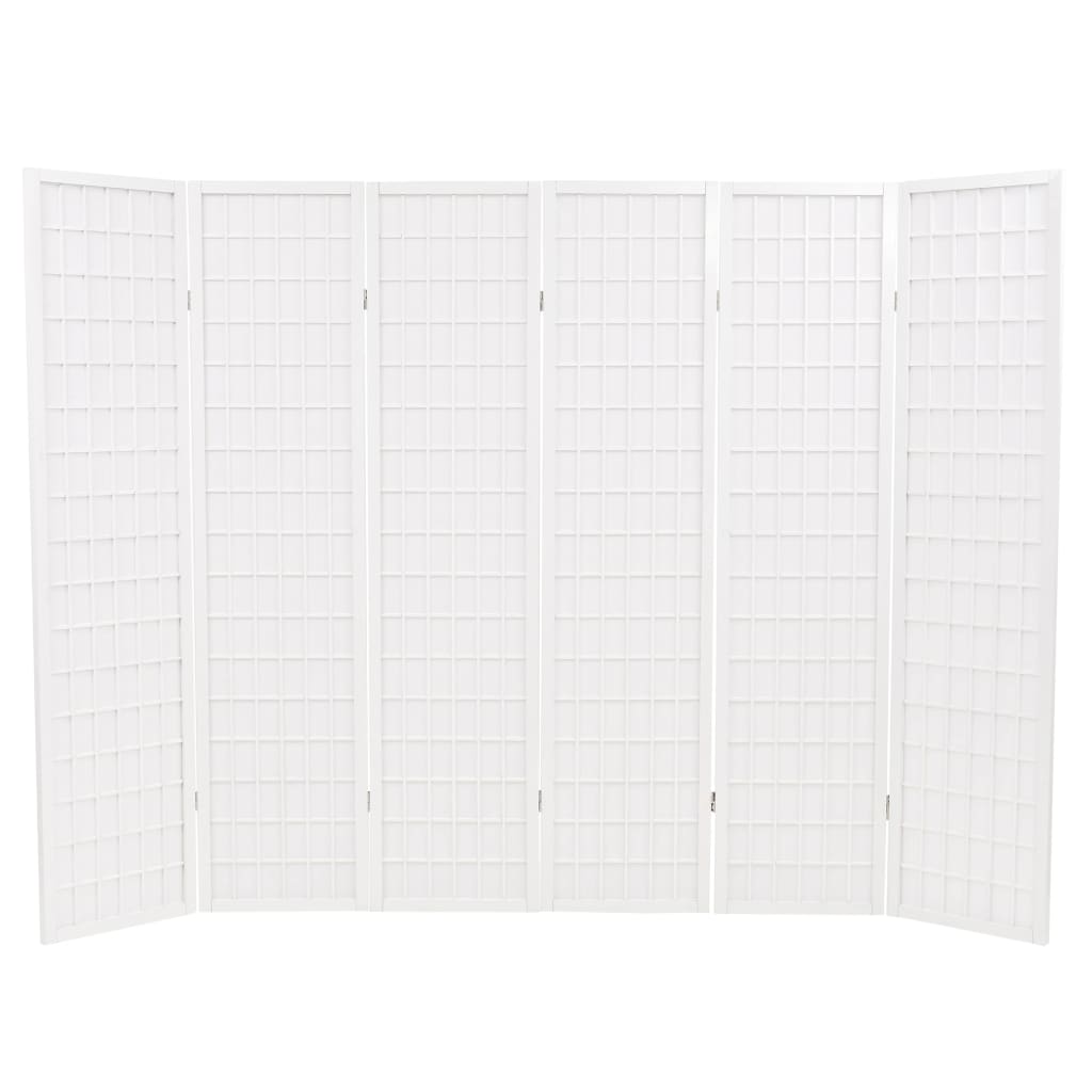 foldbar 6-panels rumdeler japansk stil 240 x 170 cm hvid