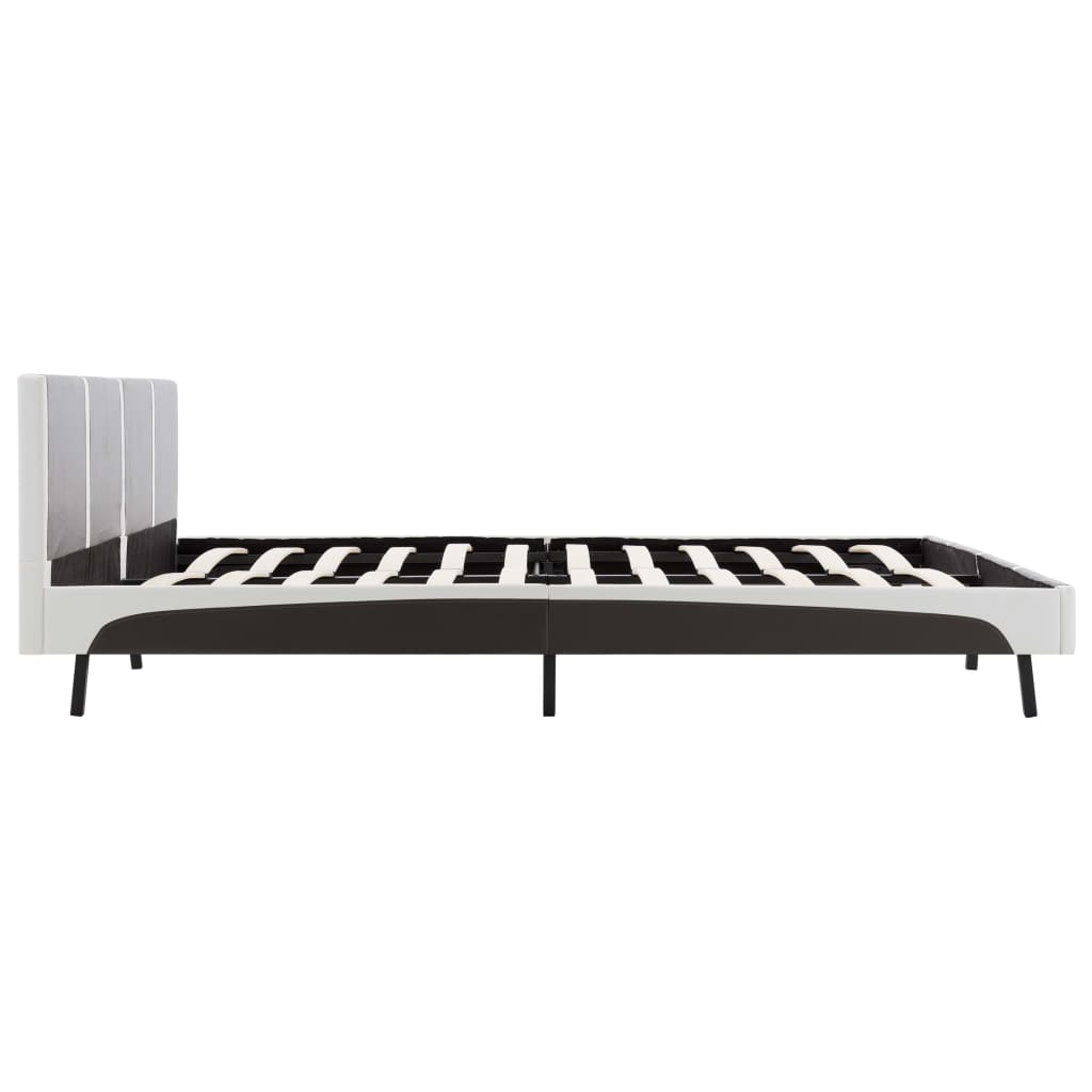 seng med madras 180 x 200 cm grå og hvid kunstlæder