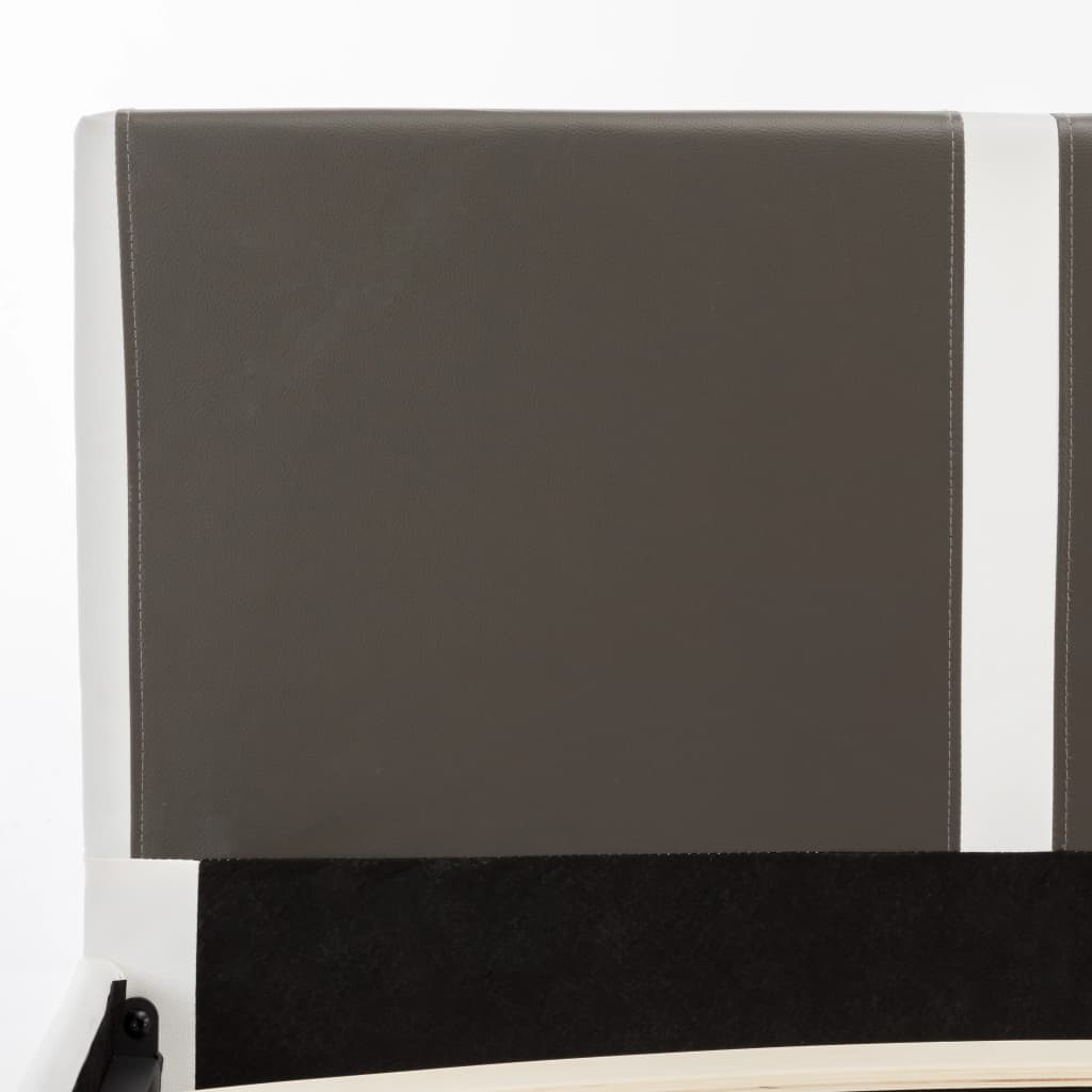 sengestel 180 x 200 cm grå og hvid kunstlæder