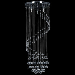 loftlampe med krystalperler spiralform G9 sølvfarvet