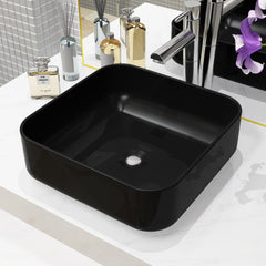 håndvask keramik firkantet sort 38 x 38 x 13,5 cm