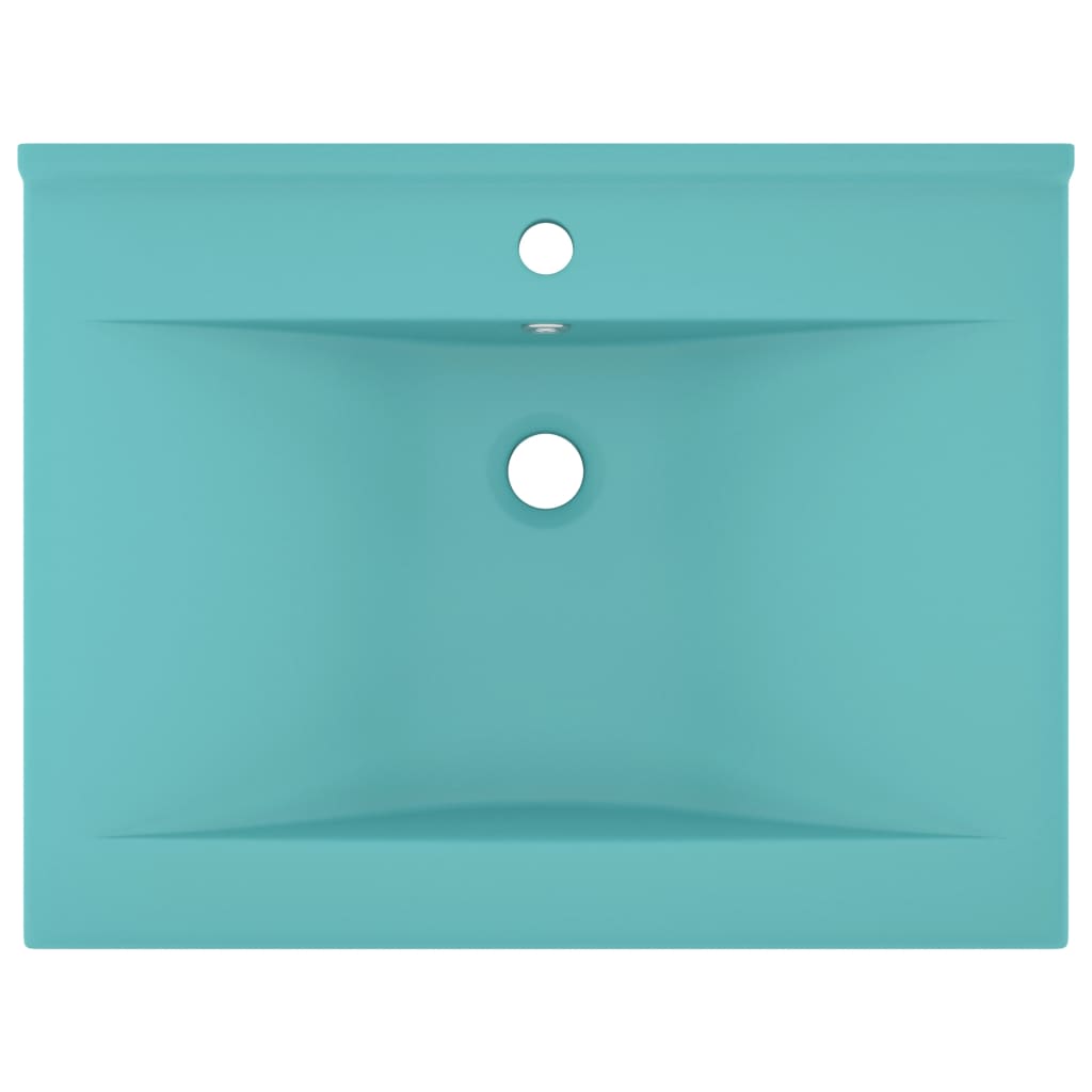 luksuriøs håndvask m. vandhanehul 60x46 cm keramik mat lysegrøn