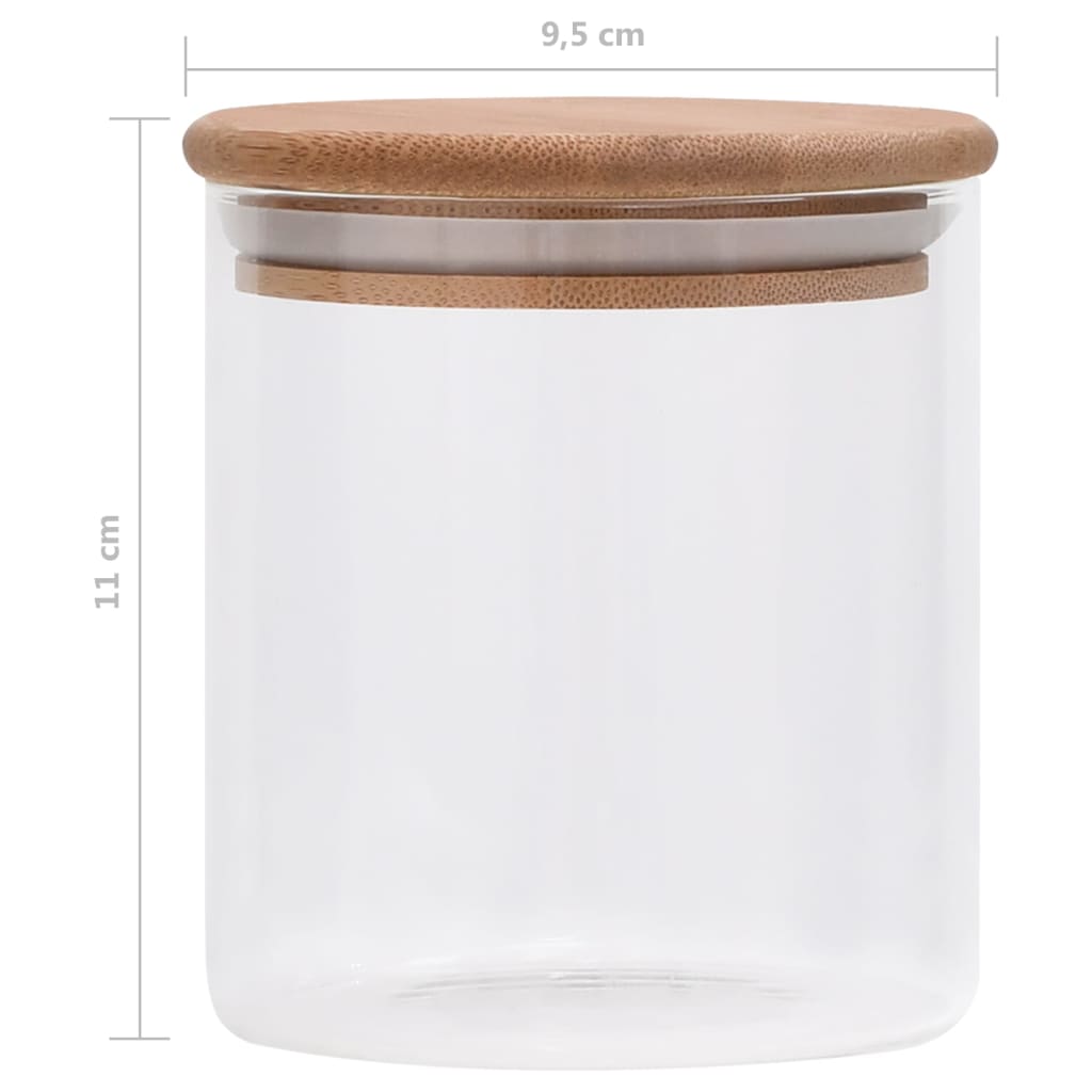 opbevaringsglas med bambuslåg 10 stk. 600 ml