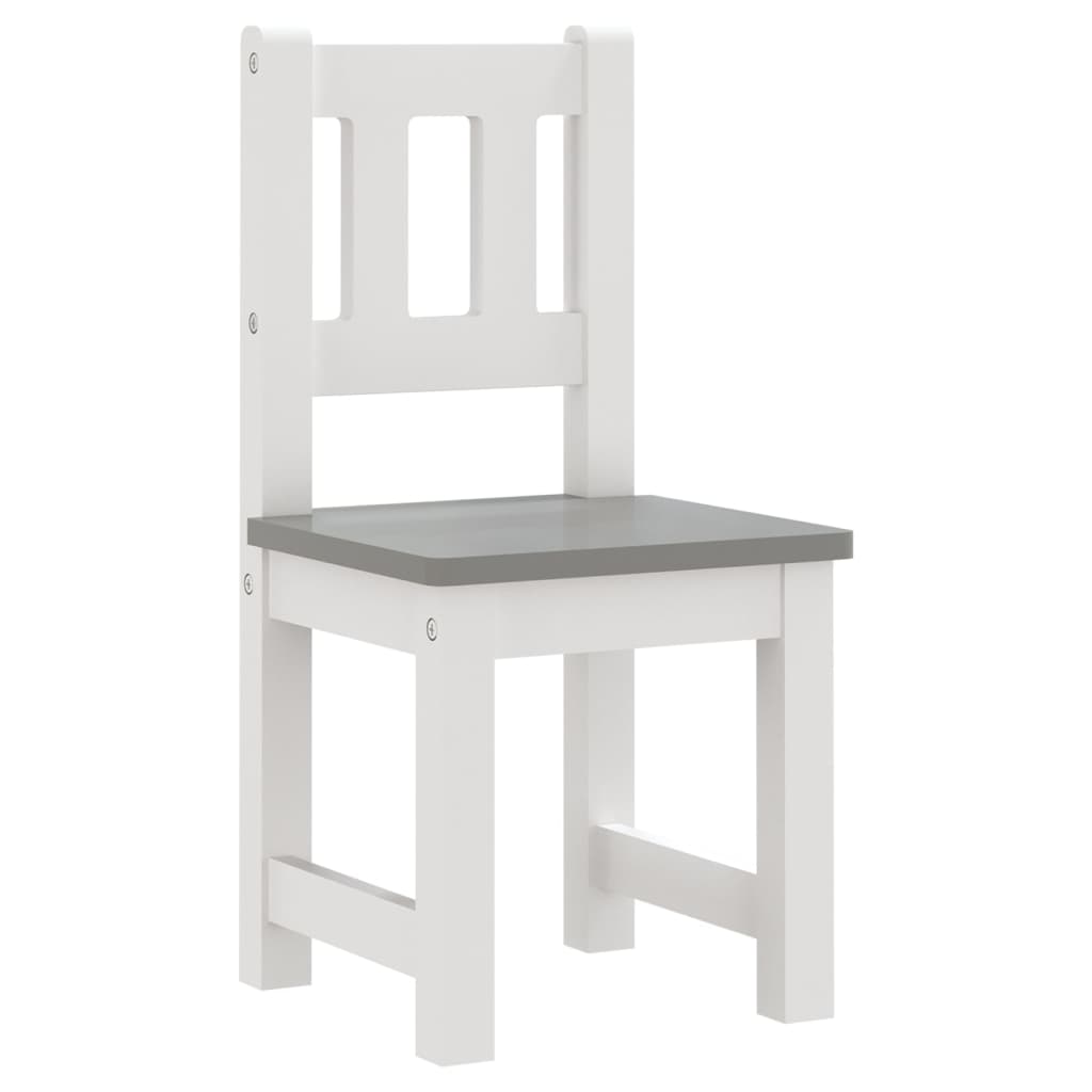 bord- og stolesæt til børn 3 dele MDF hvid og grå