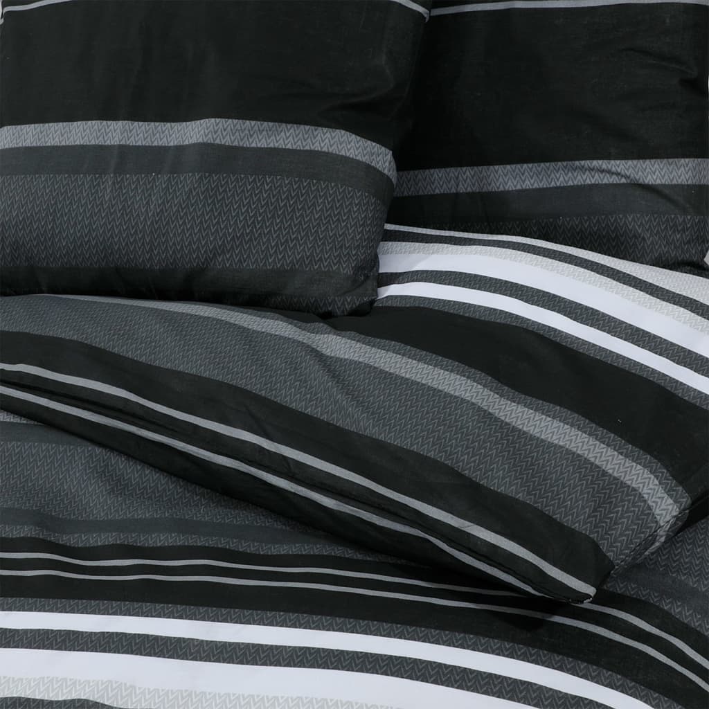 sengetøj 260x240 cm bomuld sort og hvid