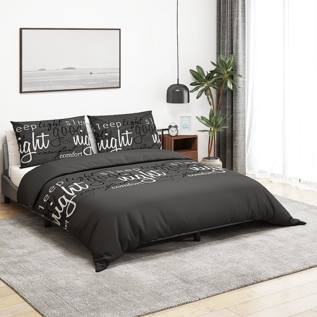 sengetøj 260x240 cm bomuld sort
