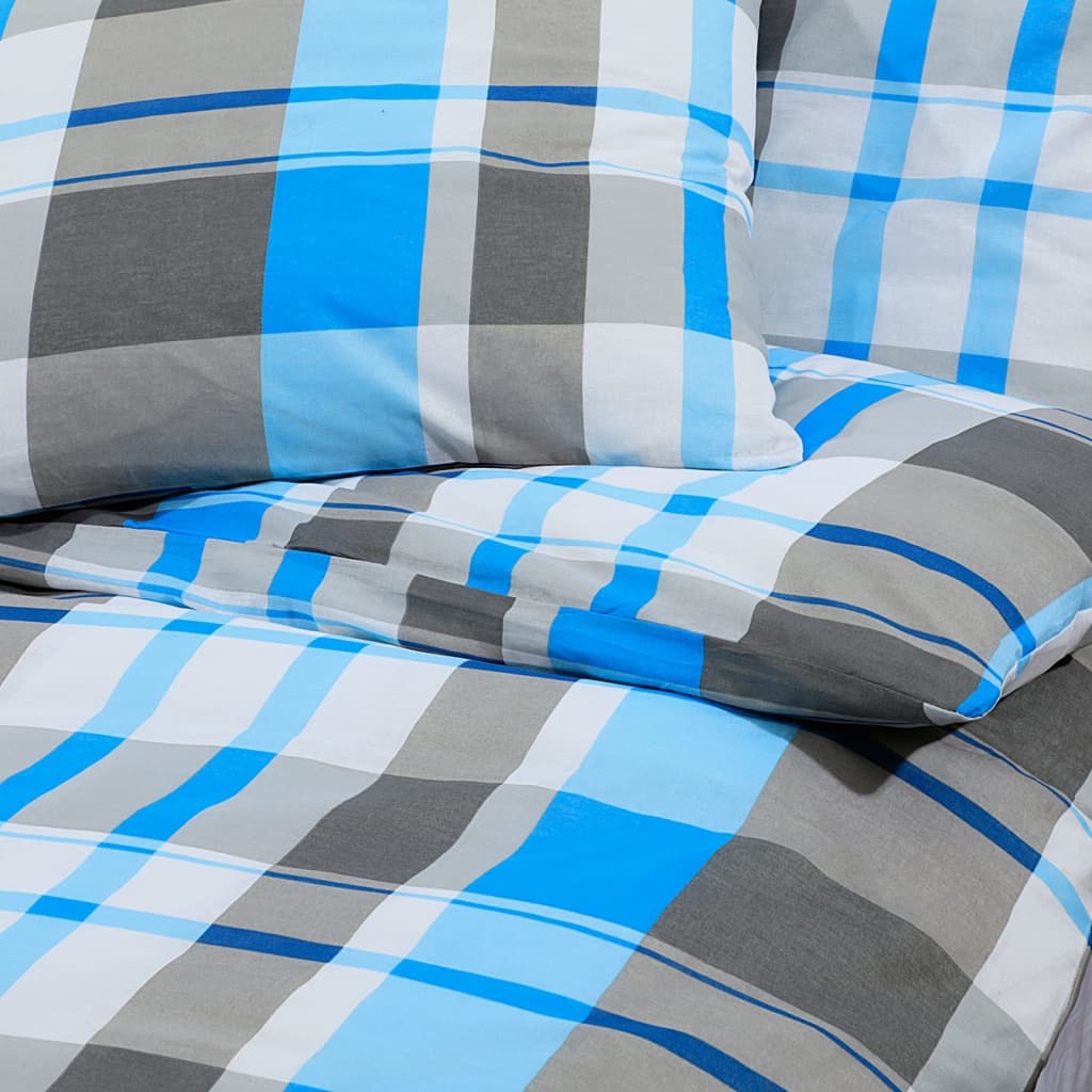 sengetøj 155x220 cm bomuld blå og grå