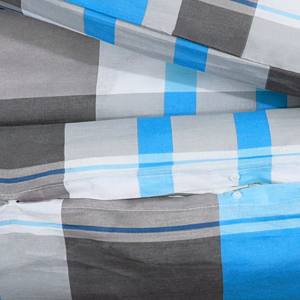 sengetøj 155x220 cm bomuld blå og grå