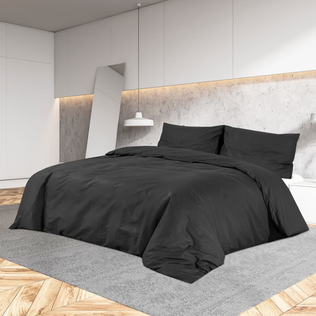 sengetøj 220x240 cm bomuld sort