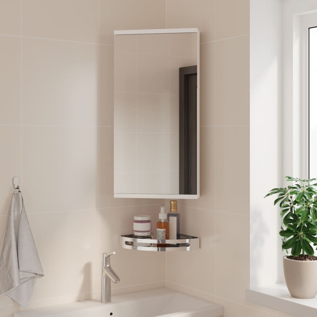 hjørnehængt badeværelsesskab m. spejl 30x24x60 cm grå