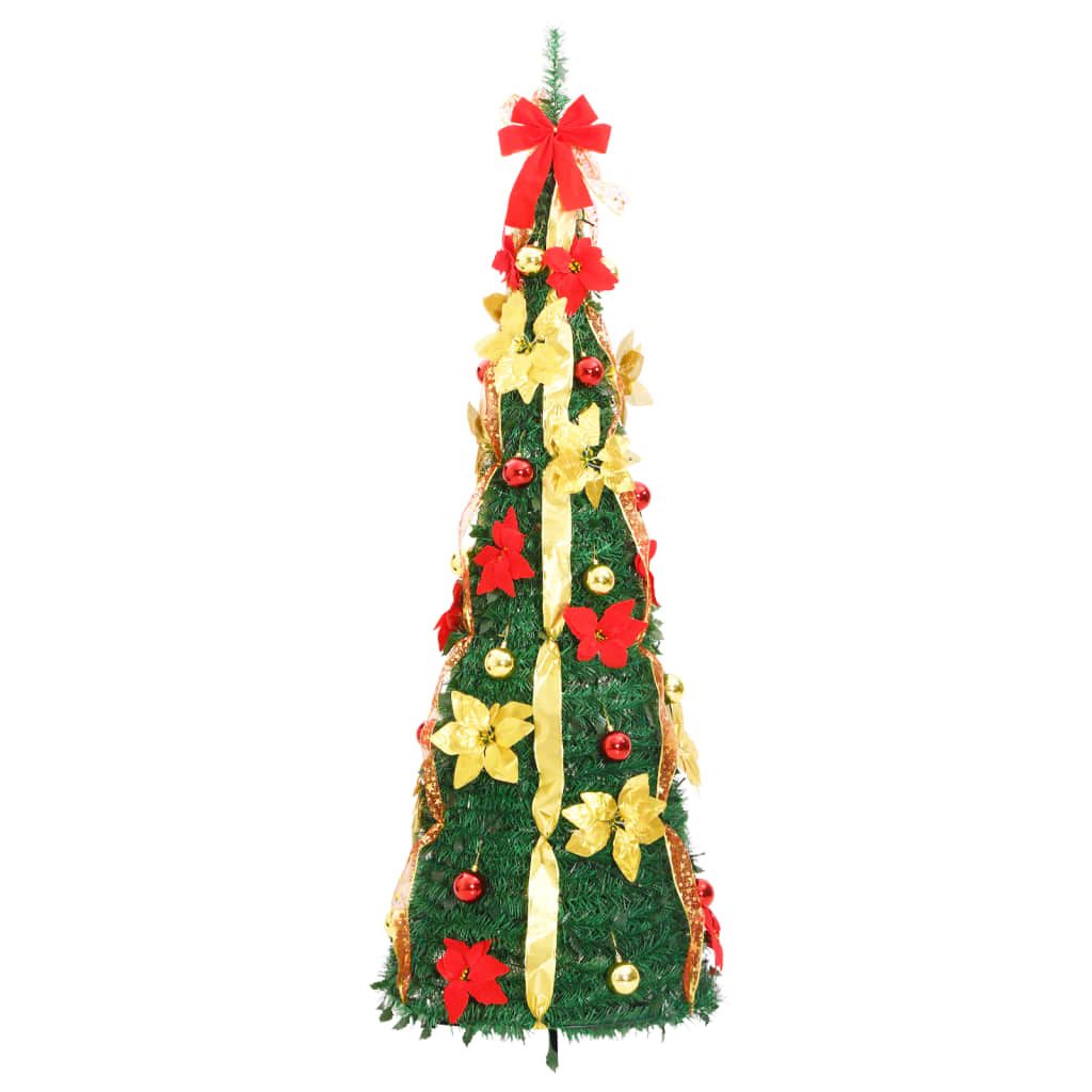 kunstigt juletræ med 200 LED'er 210 cm pop op-funktion grøn