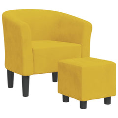 lænestol med fodskammel velour gul