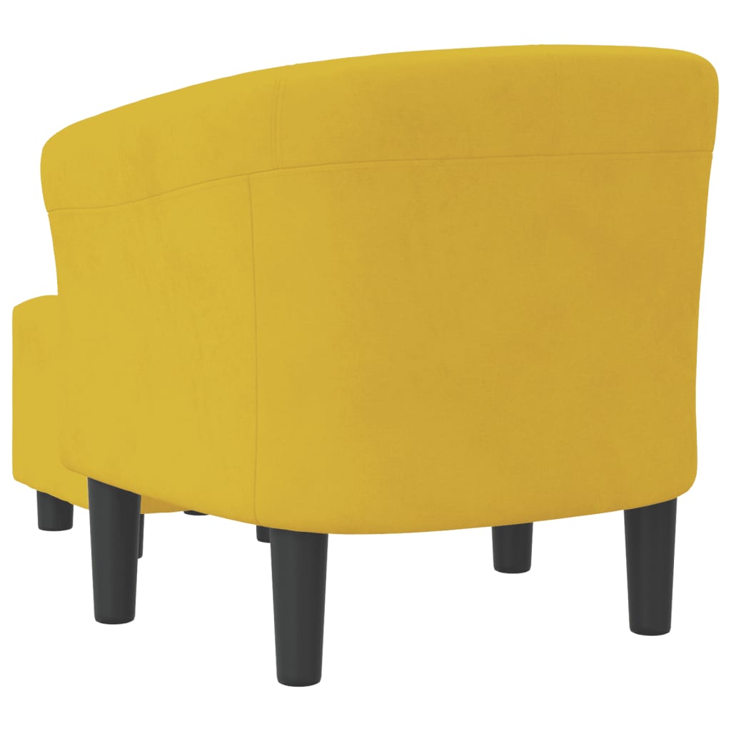 lænestol med fodskammel velour gul