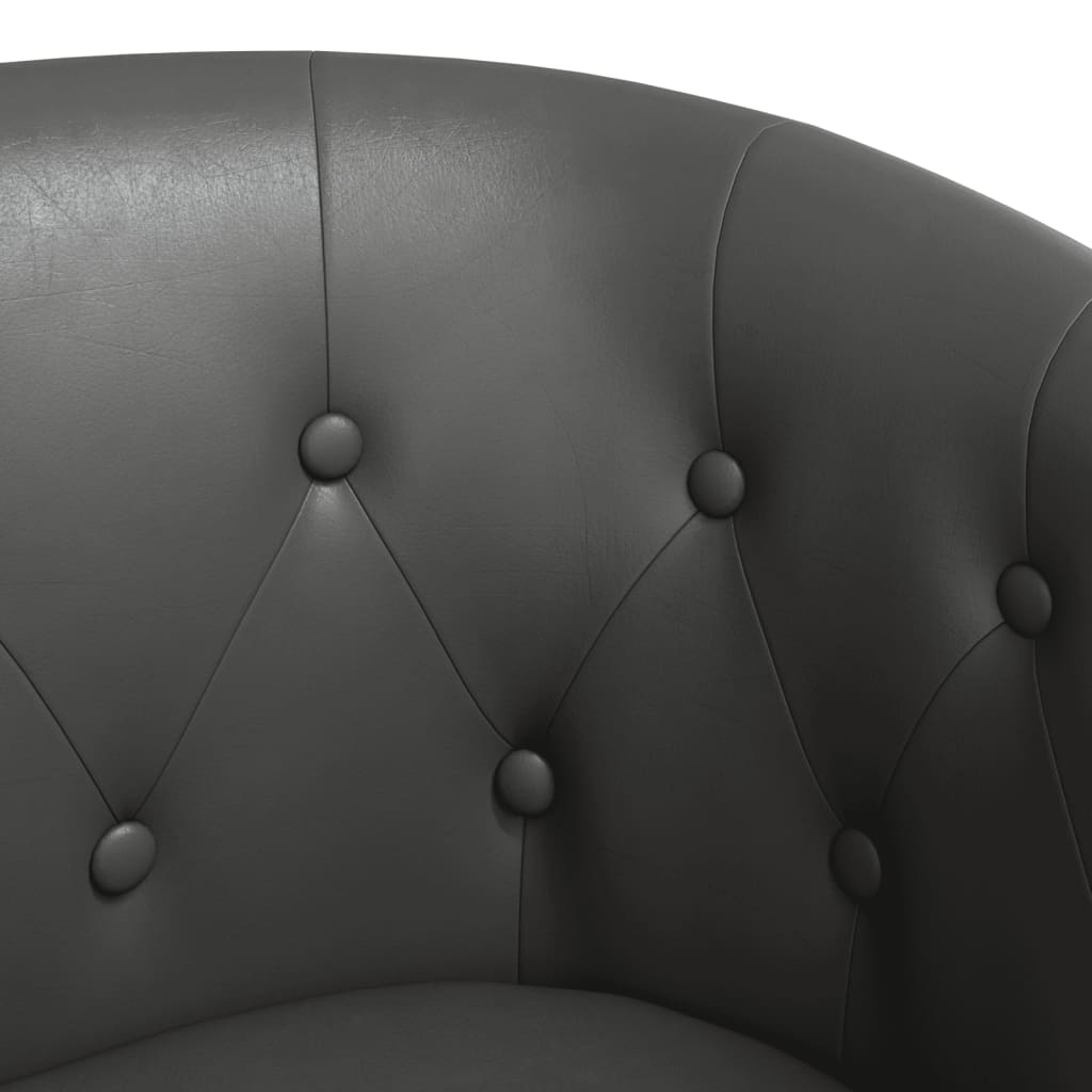lænestol med fodskammel kunstlæder grå