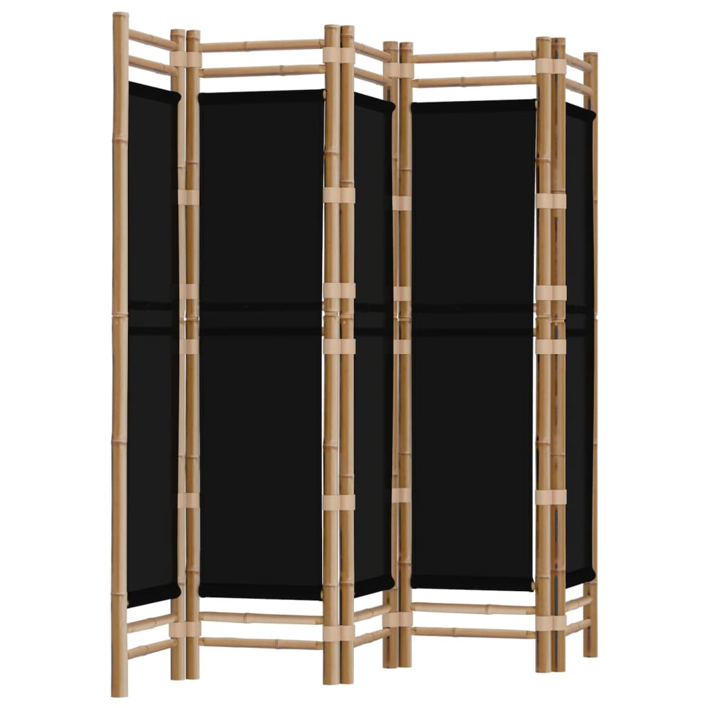 5-panels rumdeler 200 cm foldbar bambus og kanvas
