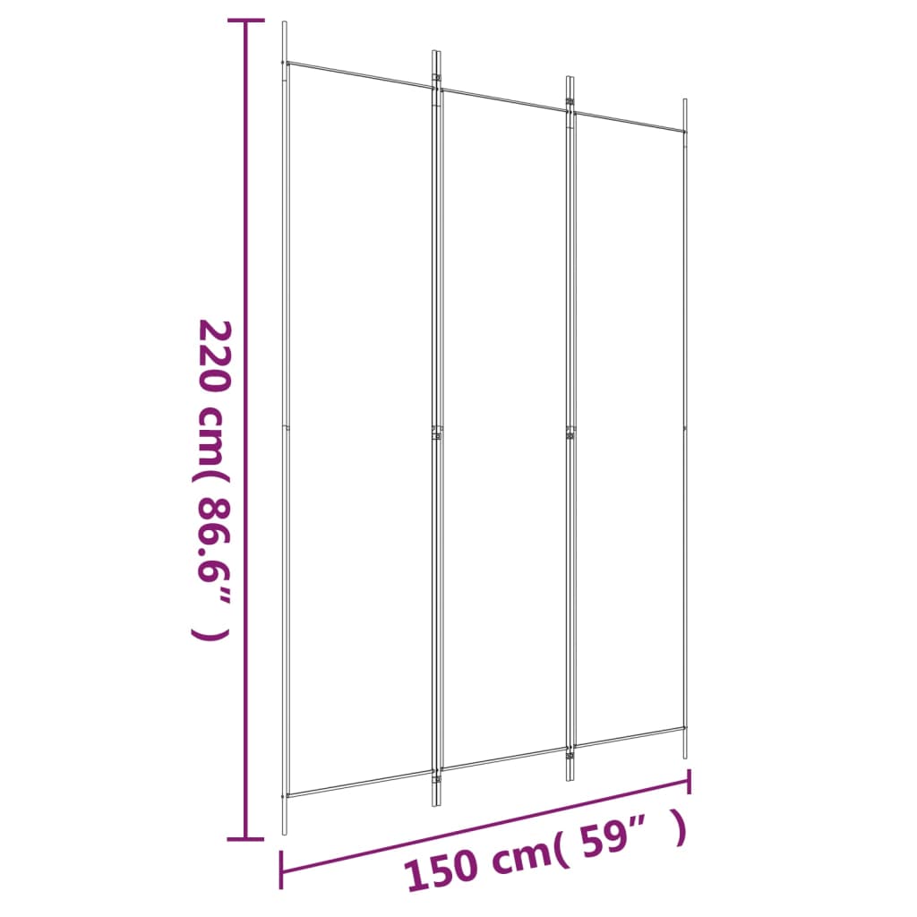 3-panels rumdeler 150x220 cm stof antracitgrå