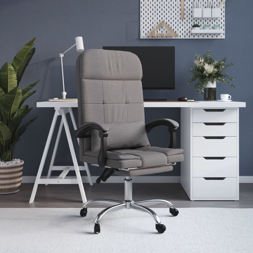 kontorstol med massagefunktion stof lysegrå