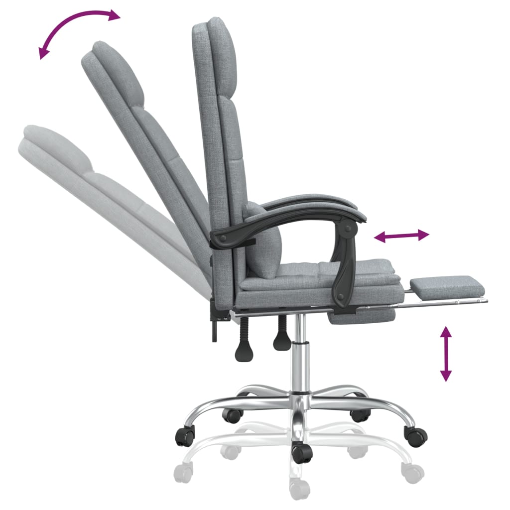 kontorstol med massagefunktion stof lysegrå