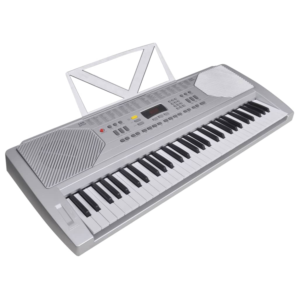 keyboardsæt med 61 tangenter sølvfarvet og sort