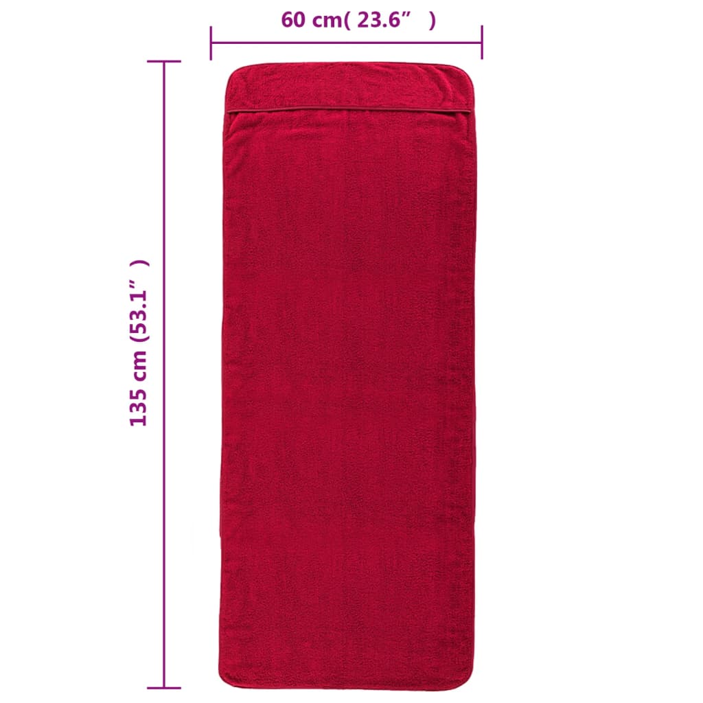 strandhåndklæder 4 stk. 60x135 cm 400 GSM stof bourgogne