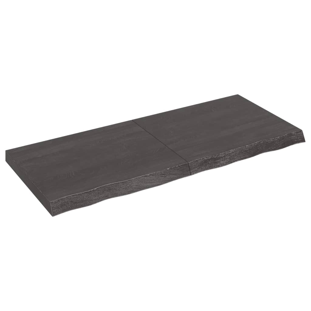 bordplade til badeværelse 120x50x6 cm massivt træ mørkegrå