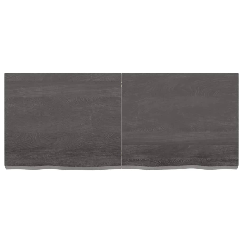 bordplade til badeværelse 120x50x6 cm massivt træ mørkegrå