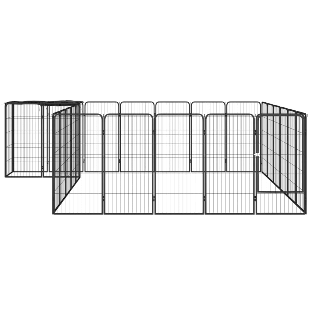 14-panels hundegård 50x100 cm pulverlakeret stål sort