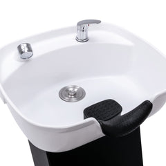 frisørstol med vask 129x59x82 cm kunstlæder sort og hvid