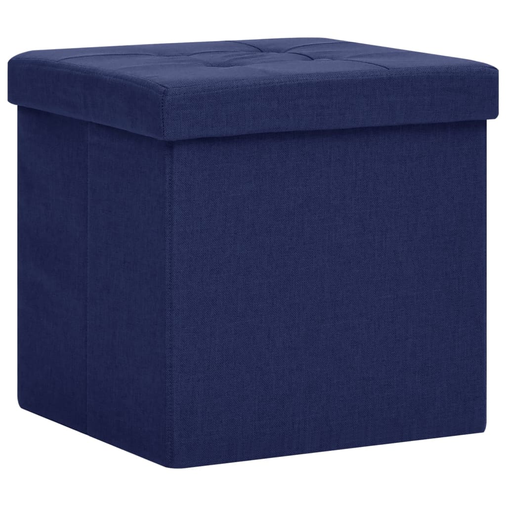 foldbare opbevaringspuffer 2 stk. kunstlærred blå