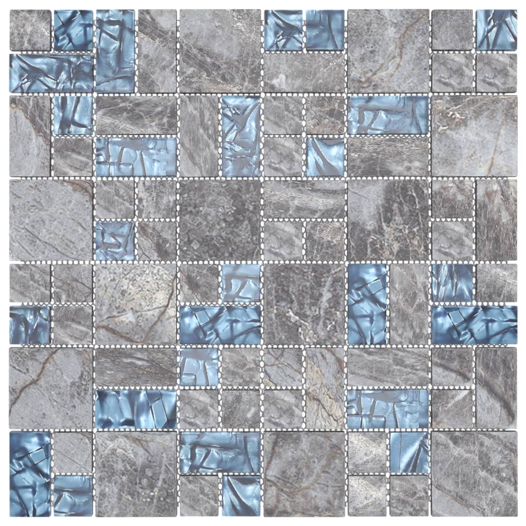 mosaikfliser 22 stk. 30x30 cm glas grå og blå