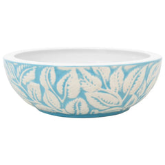 håndvask til bordplade Φ41x14 cm rund keramik hvid og blå