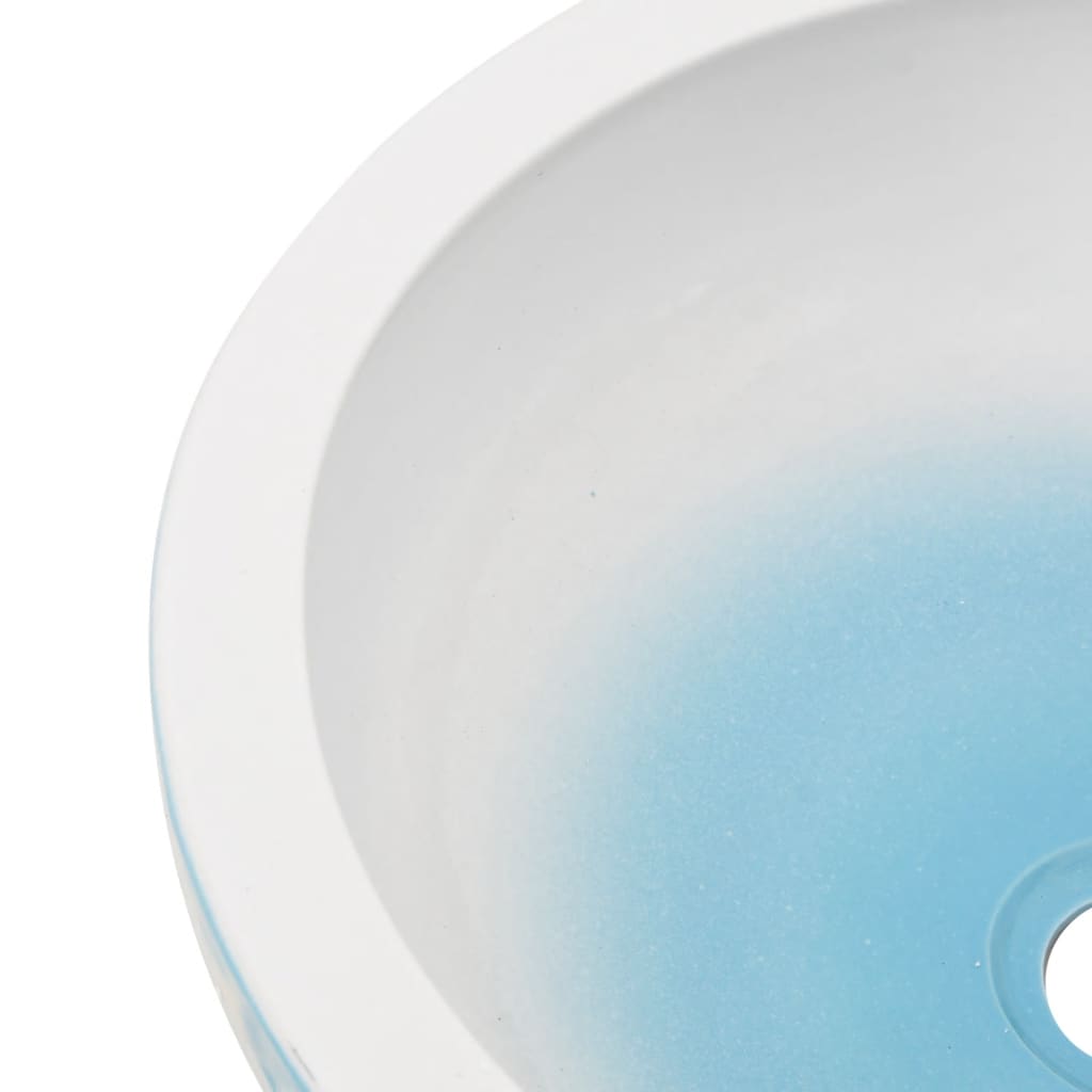 håndvask til bordplade Φ41x14 cm rund keramik hvid og blå