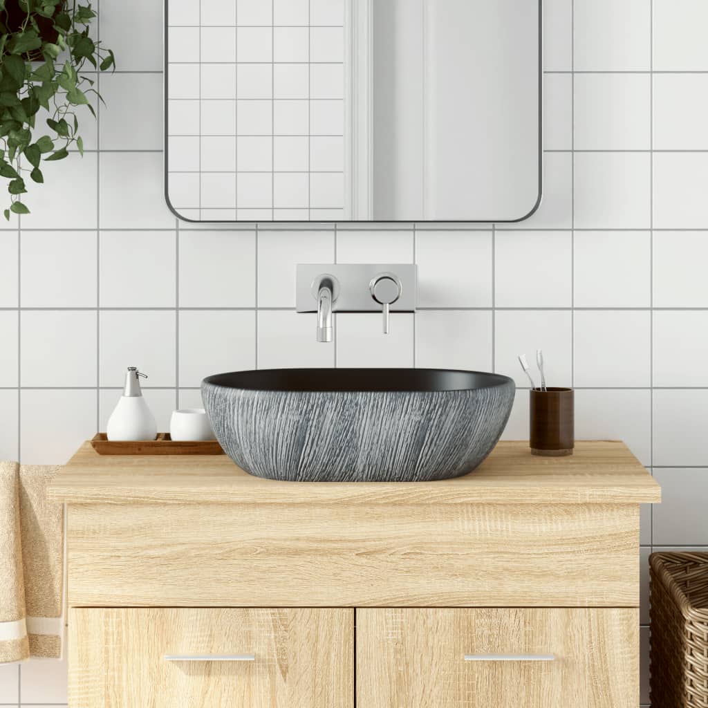 håndvask til bord 48x37,5x13,5 cm rektangulær keramik grå