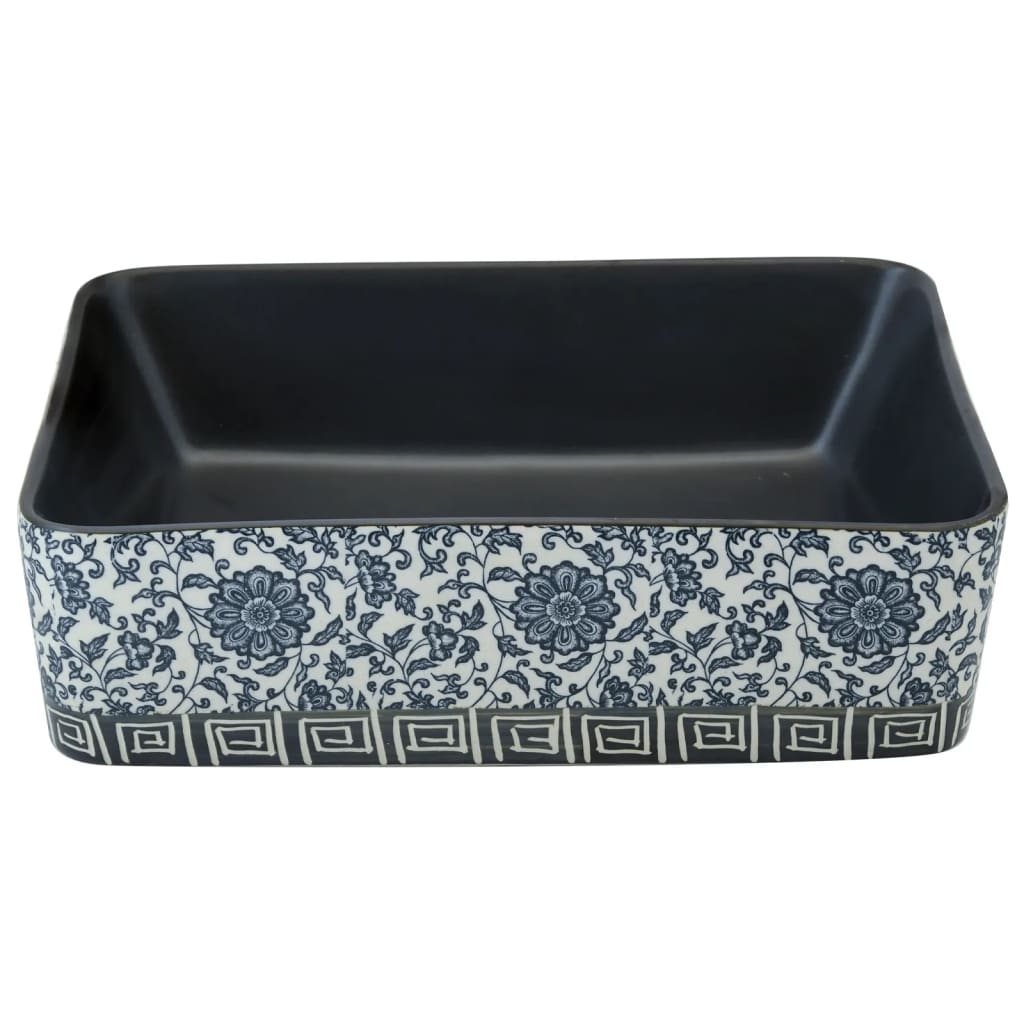 håndvask til bord 46x35,5x13 cm rektangulær keramik sort og blå