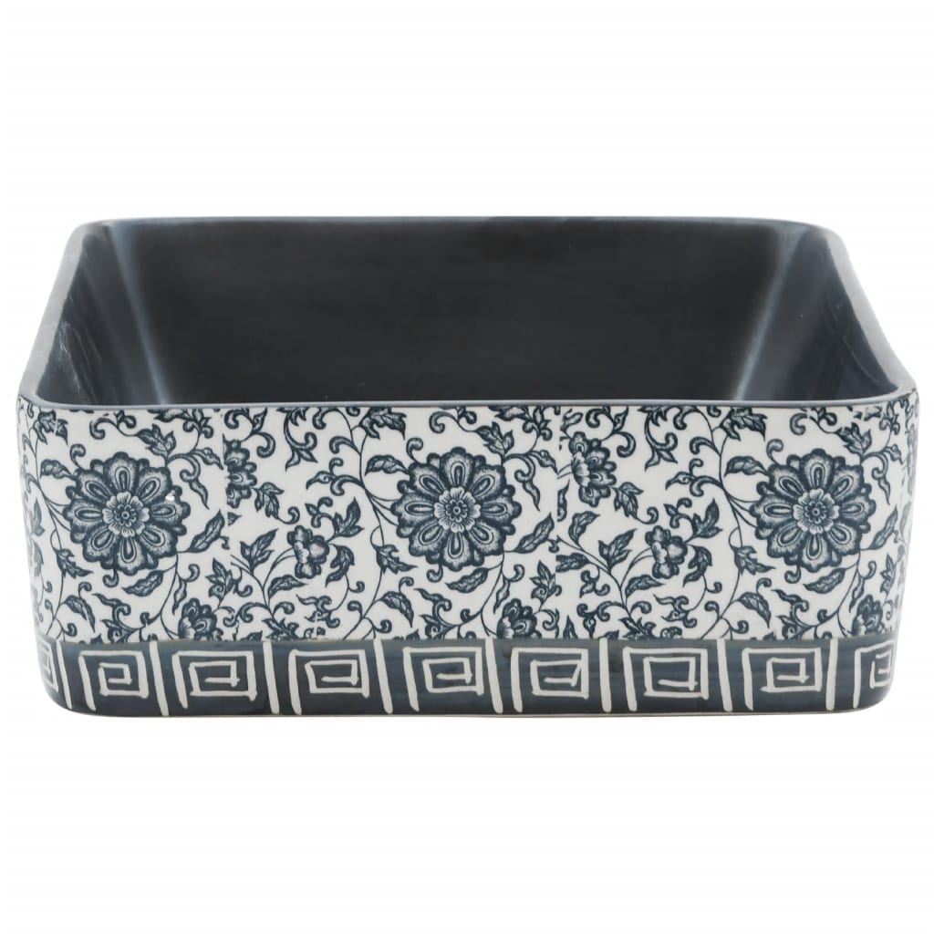 håndvask til bord 46x35,5x13 cm rektangulær keramik sort og blå