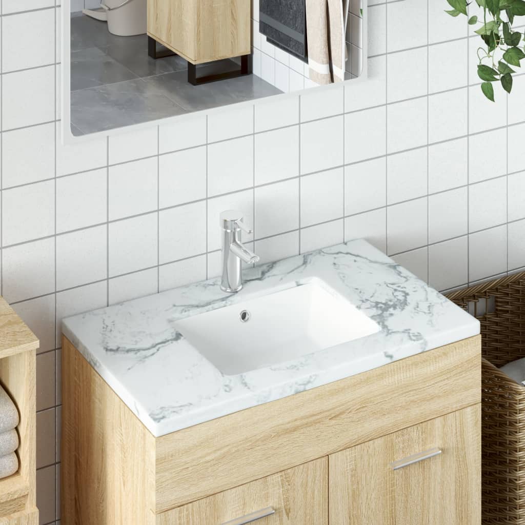 badeværelsesvask 50x40,5x18,5 cm rektangulær keramisk hvid