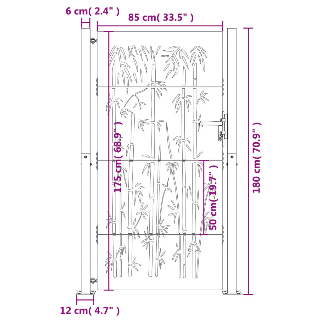 havelåge 105x180 cm cortenstål bambusdesign