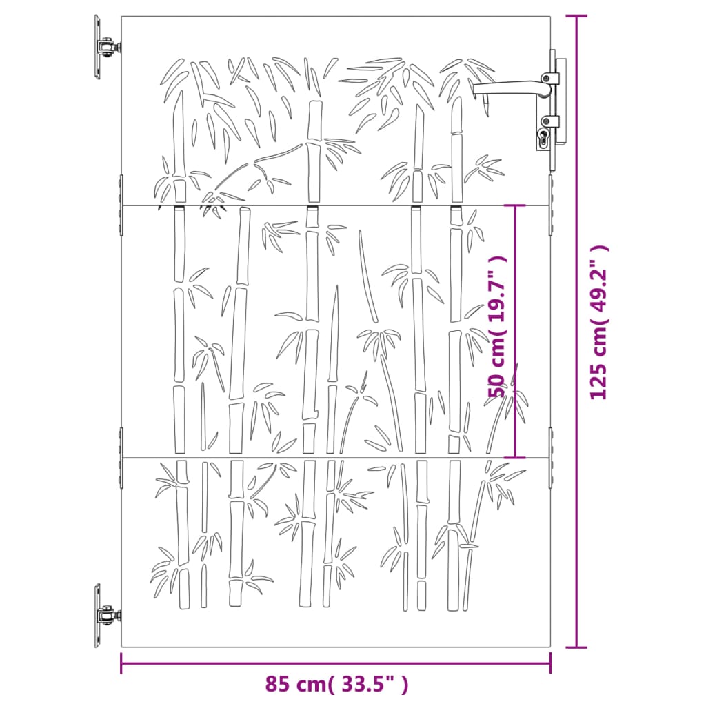 havelåge 85x125 cm cortenstål bambusdesign
