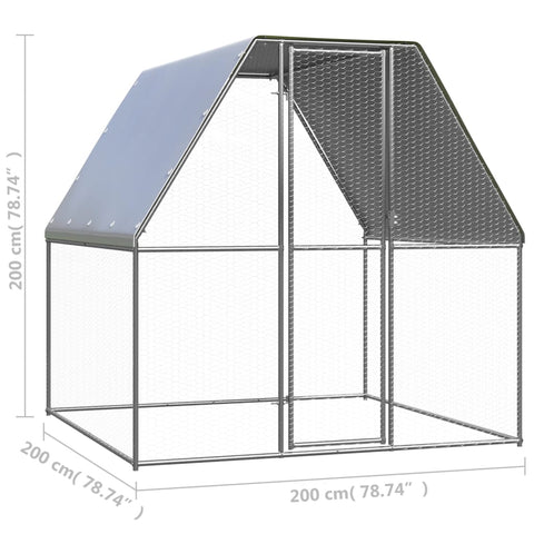 udendørs hønsebur 2x2x2 m galvaniseret stål