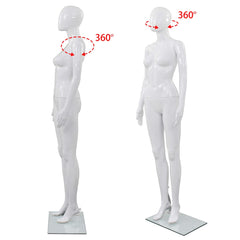 mannequin kvinde fuld figur glassokkel hvid højglans 175 cm