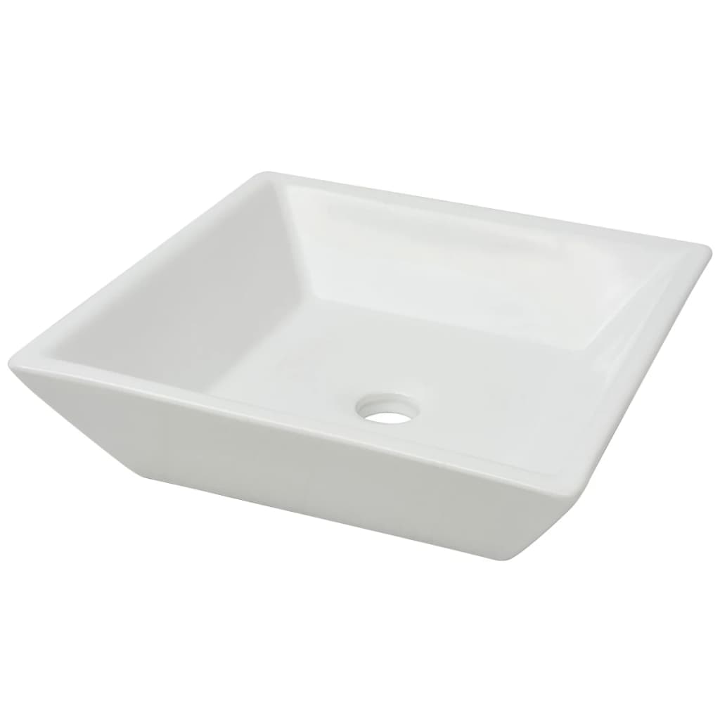 håndvask firkantet keramik 41,5 x 41,5 x 12 cm hvid