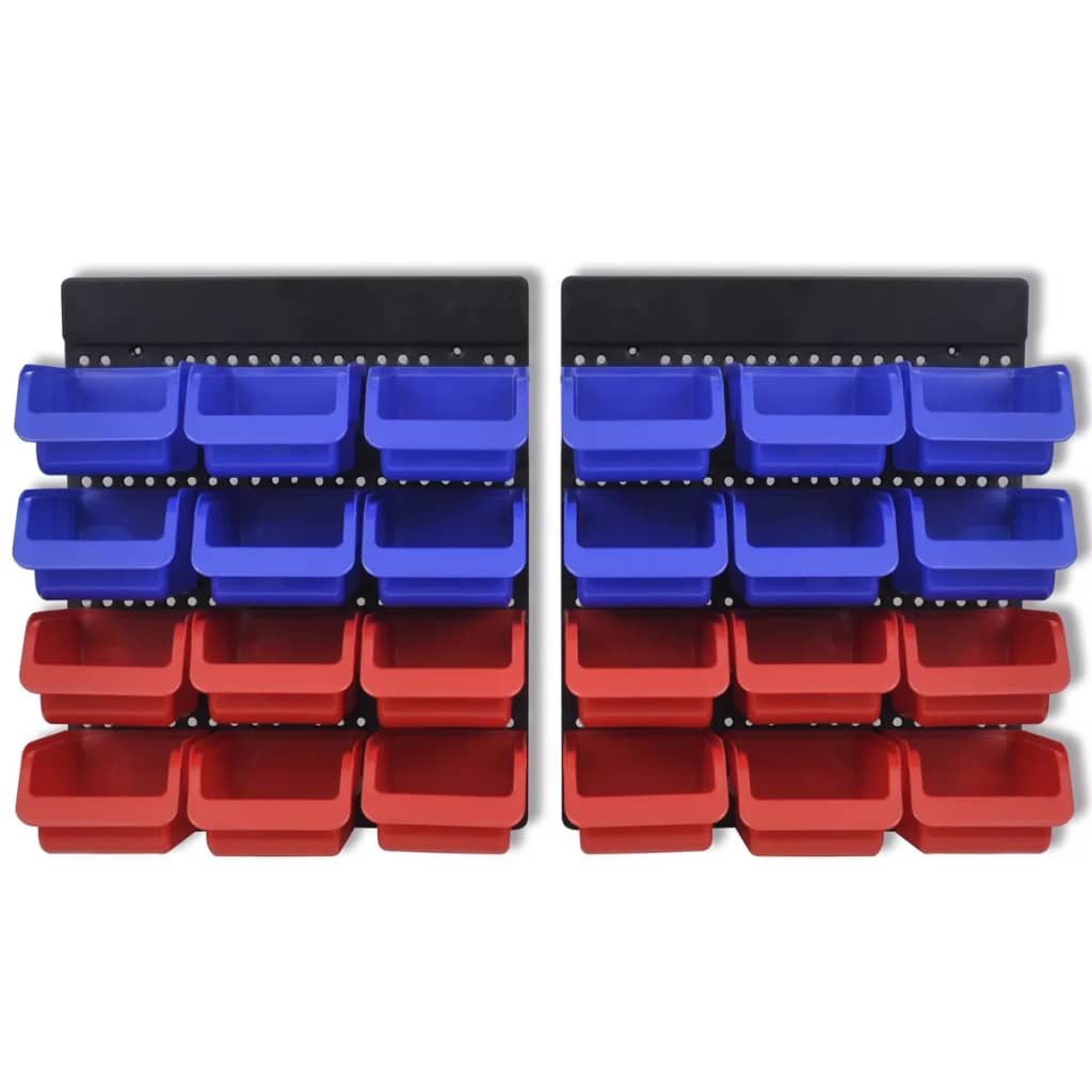 2 stk. vægmonterbar værktøjsorganisator blå og rød