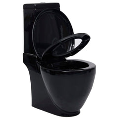 keramisk toilet afløb i bunden rund sort