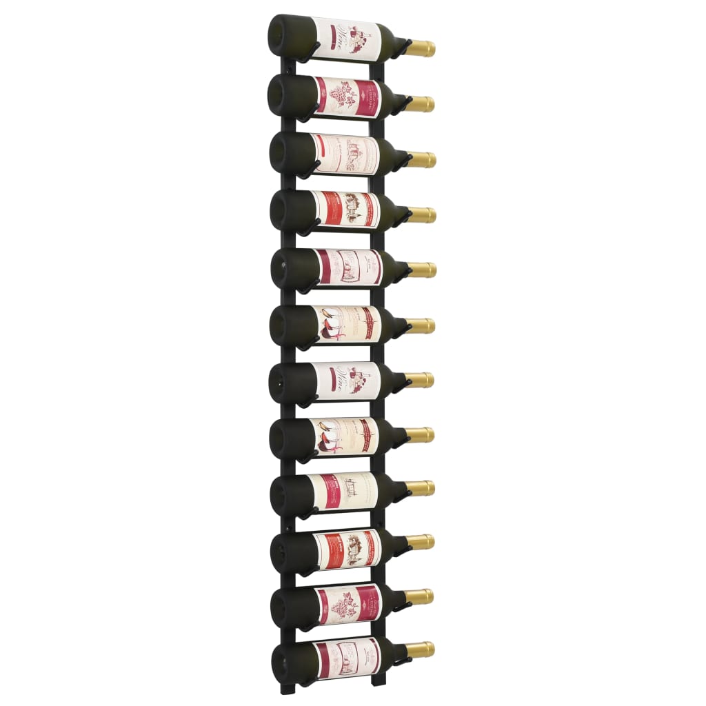 vægmonteret vinreol til 12 vinflasker sort jern
