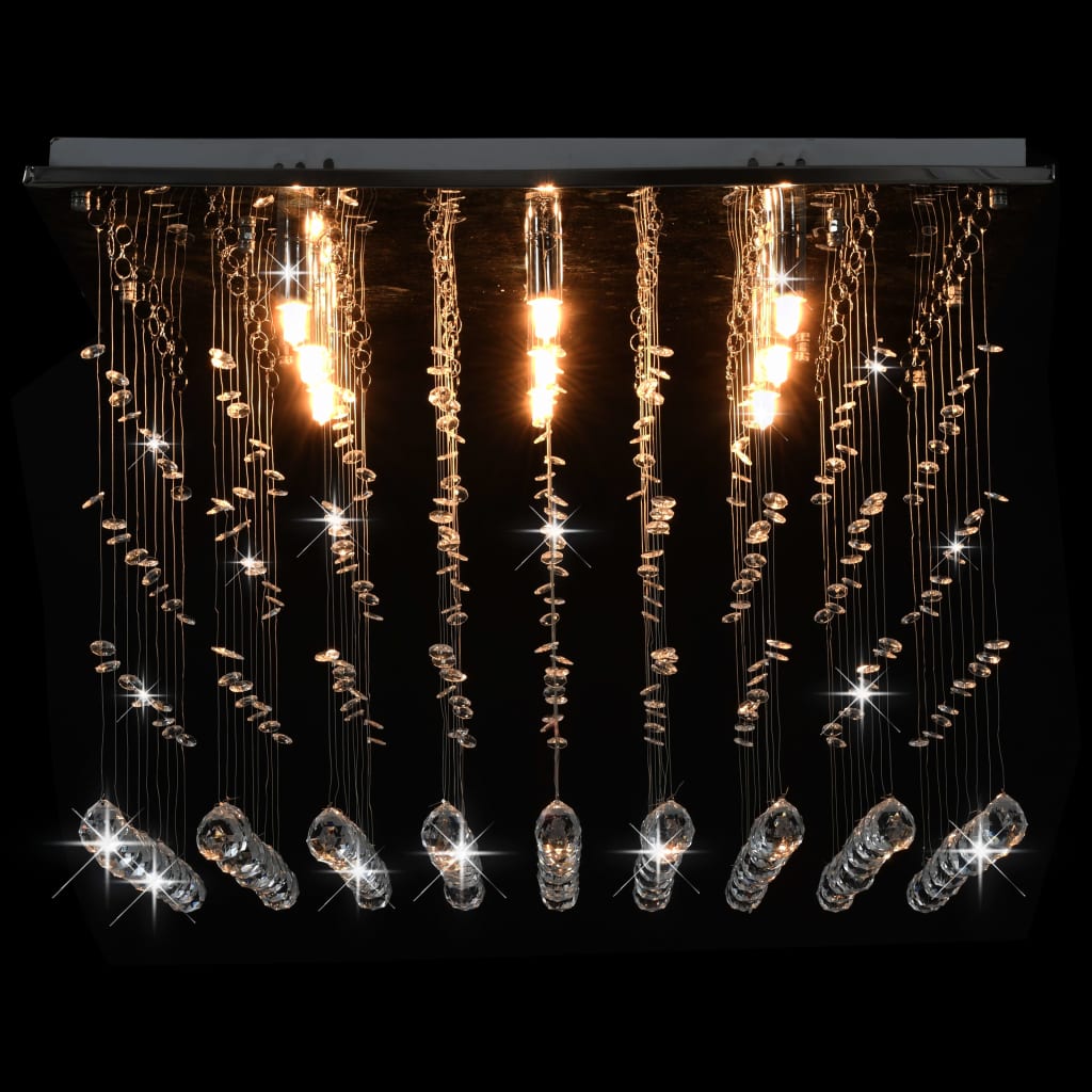 loftlampe med krystalperler kubeform G9 sølvfarvet
