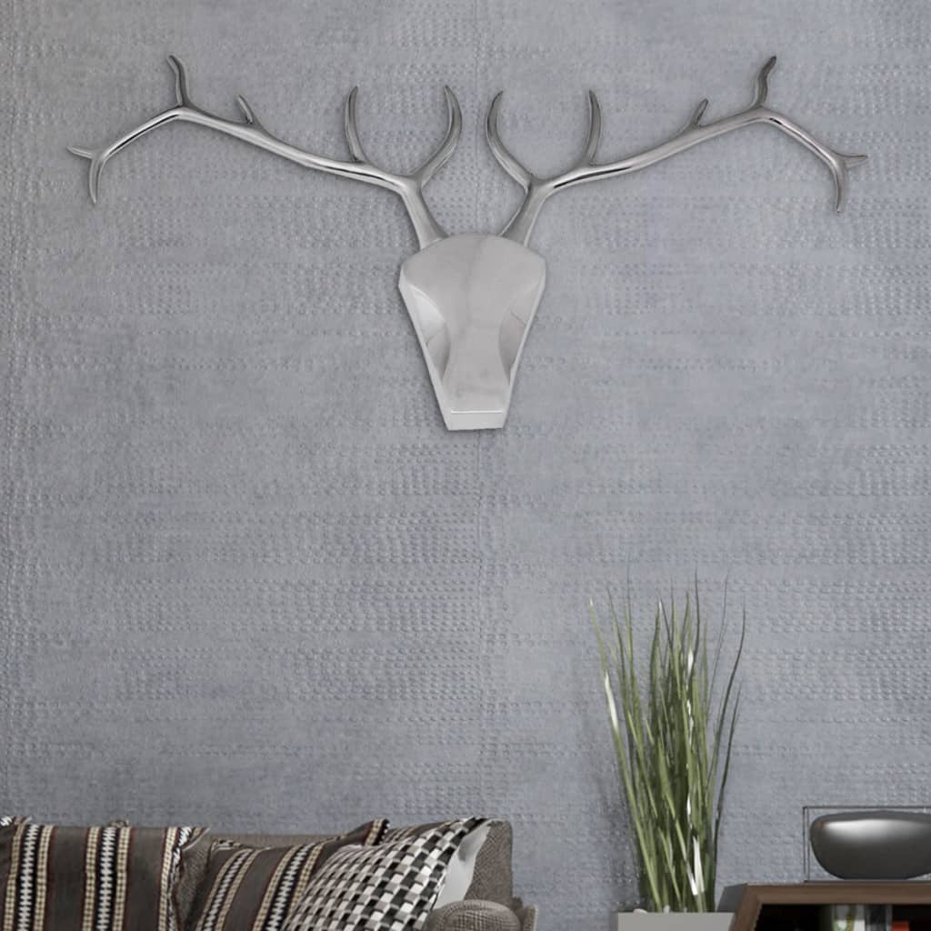 hjortehoved-dekoration vægmonteret aluminium sølv