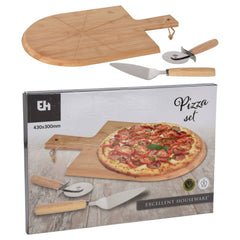 Excellent Houseware pizzaskæresæt i 3 dele 43x30 cm bambus