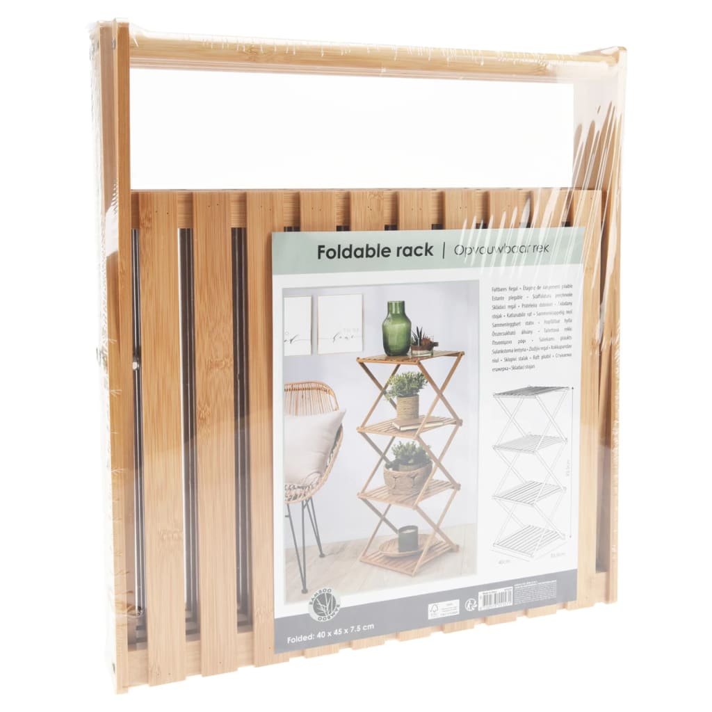 Home&Styling reol med 4 hylder foldbar bambus