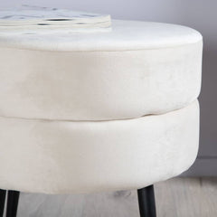 Venture Home puf Pot 40x40x40 cm velourstof sort og lys beige
